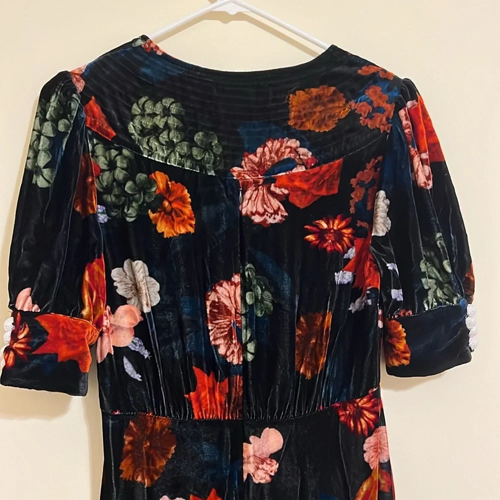 Cara Cara Kieran floral high low Stretch velvet dress women size XS/S NWOT